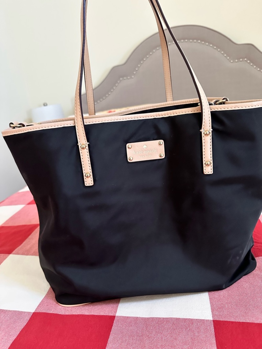 Kate Spade Black Nylon Tote/diaper bag with Blush Trim